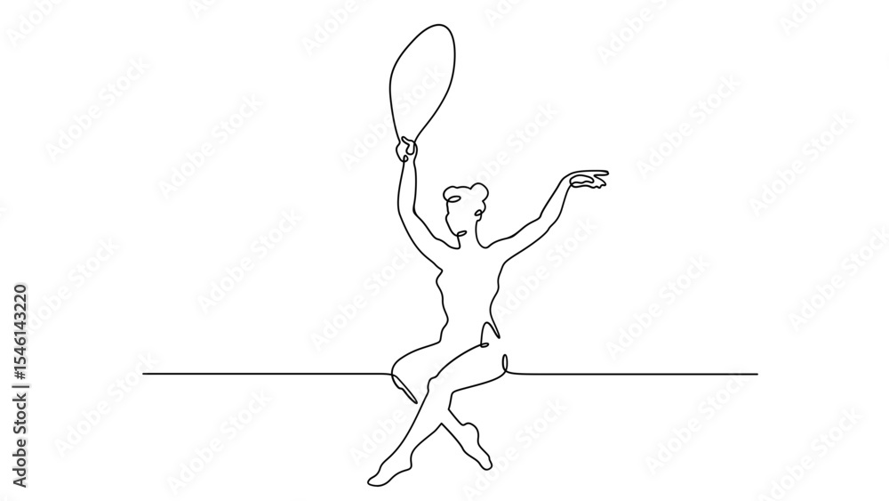 Poster continuous one line drawing circus artist. circus. tightrope walker and equilibrist. circus performa