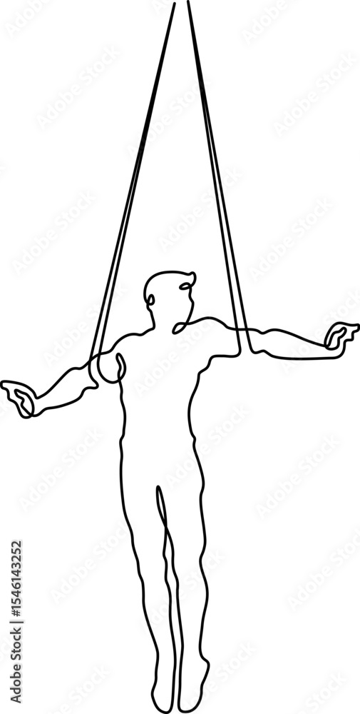 Poster continuous one line drawing circus artist. circus. tightrope walker and equilibrist. circus performa