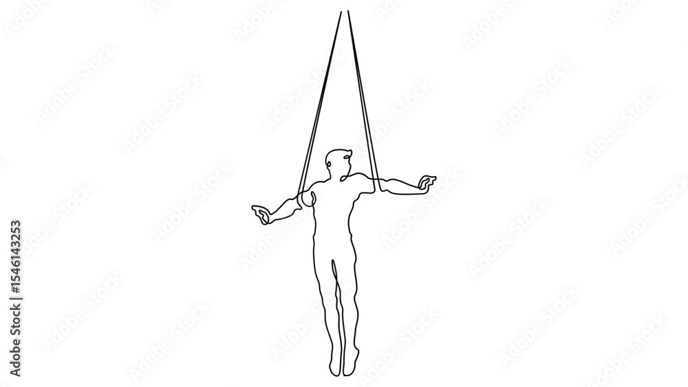 Poster continuous one line drawing circus artist. circus. tightrope walker and equilibrist. circus performa