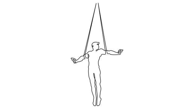 Continuous one line drawing circus artist. Circus. Tightrope walker and equilibrist. Circus performance. One continuous line isolated minimal illustration.Not AI.