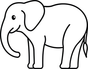 Minimal line art elephant illustration with trunk and ears in side profile