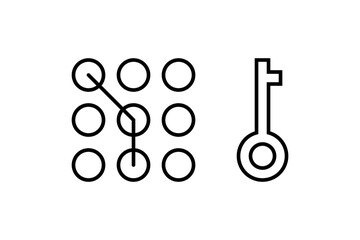 Pattern Lock Key Security Outline Icons