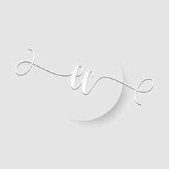 Minimalist EC Letter Monogram in Script Font with Paper Cutout Effect