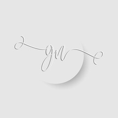 Obraz premium Minimalist GN Letter Monogram in Script Font with Paper Cutout Effect