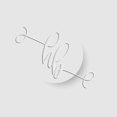 Minimalist HB Letter Monogram in Script Font with Paper Cutout Effect