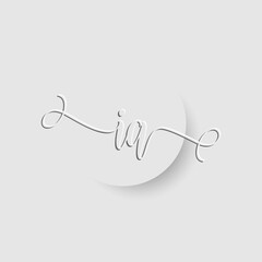 Minimalist IA Letter Monogram in Script Font with Paper Cutout Effect