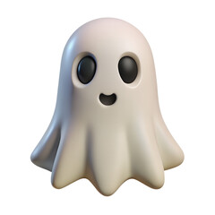 scary halloween ghost 3D Rendering Isolated on White (Cartoon Plastic Style)	