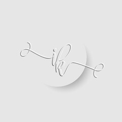 Obraz premium Minimalist IK Letter Monogram in Script Font with Paper Cutout Effect