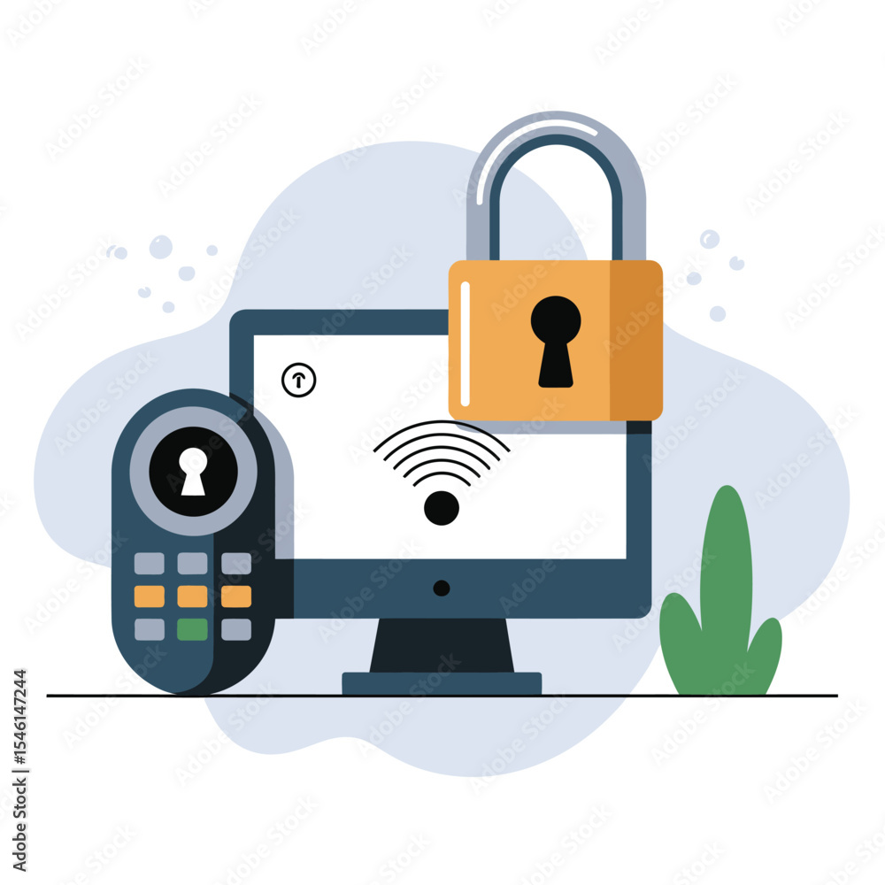 Poster computer monitor remote control wifi security padlock