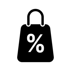 Shopping Bag Percent Discount Solid Icon