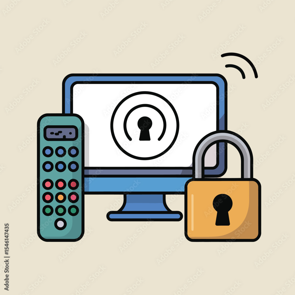Poster computer screen remote control padlock wireless security system