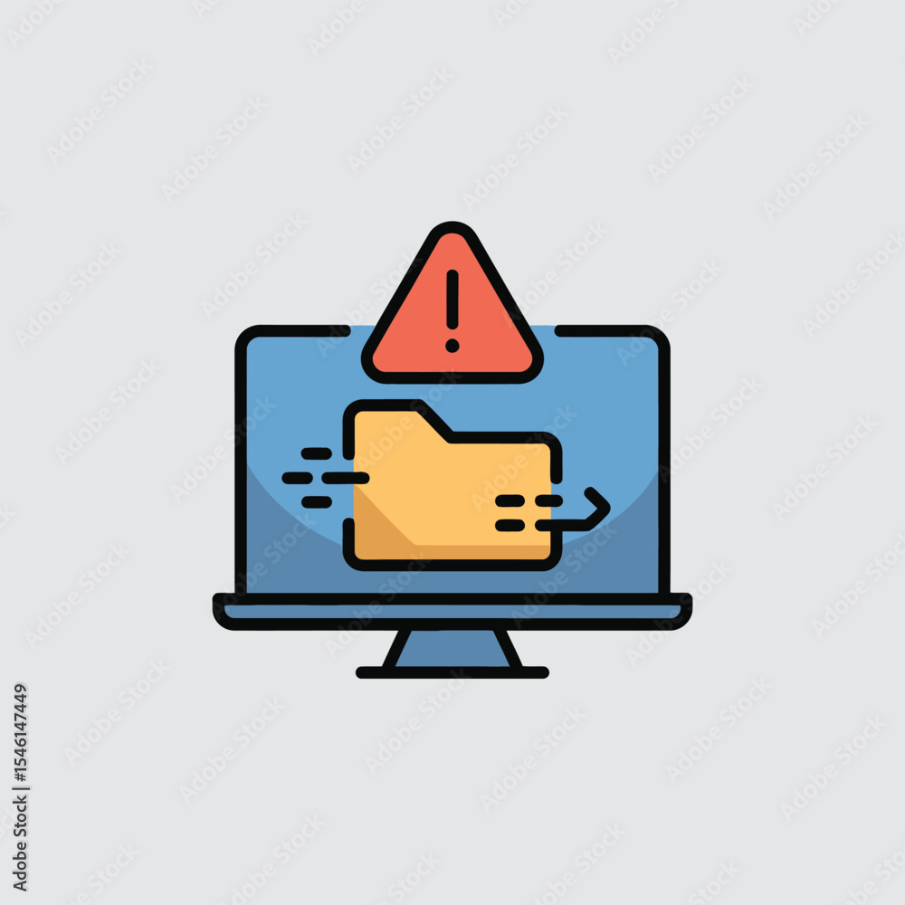 Poster computer screen file transfer error warning icon monitor