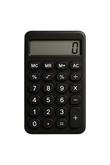 calculator isolated on white background,Black Digital Calculator Mockup Minimalist Finance & Office Tool Visual
