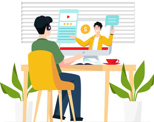 online customer service review vector illustration