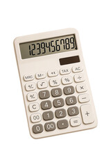 calculator on white background,White Desktop Calculator Mockup Modern Financial Tool with Tilted Display
