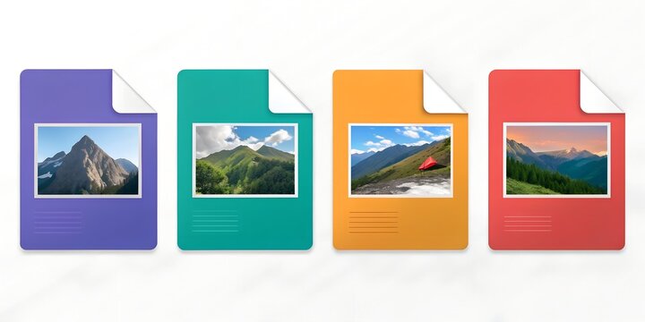 Colorful File Folders with Scenic Mountain Photos