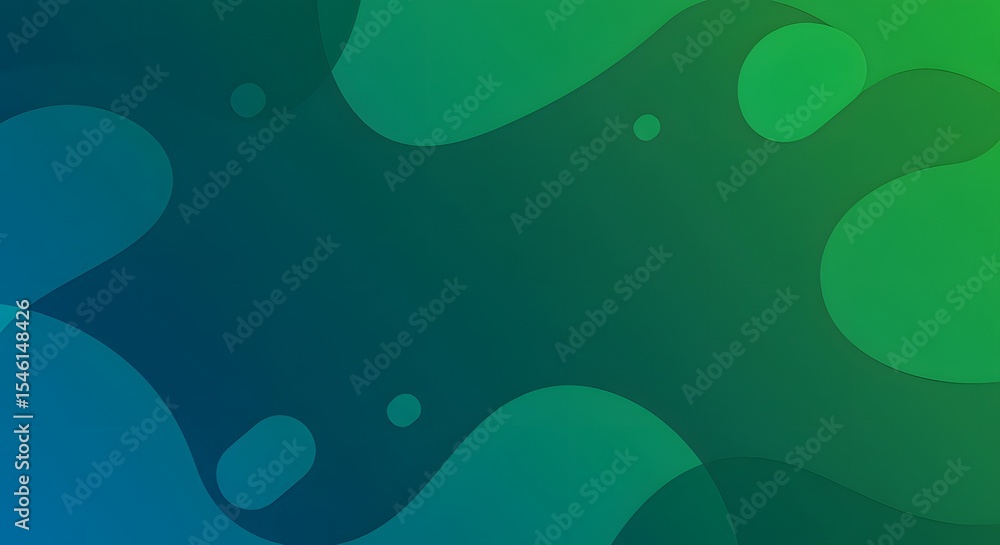 Poster abstract background with fluid shapes and a gradient from blue to green color palette design style