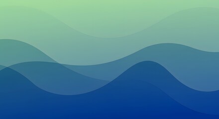Obraz premium Abstract background of layered wavy shapes with a gradient from green to blue color palette