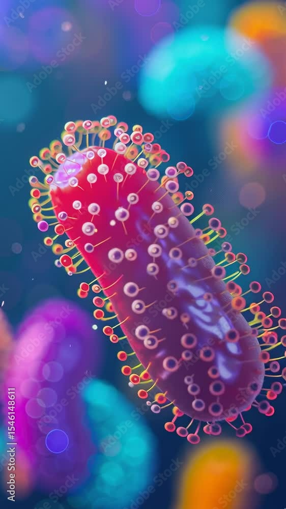 Poster explore the vibrant details of bacteria captured under the microscope in a laboratory, focusing on t