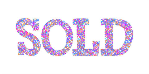 SOLD, word typography illustration for shop and store banner promotion.
