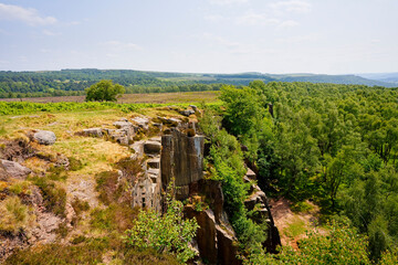 Across Derbyshire countryside from the edge of Bole Hill quarry near the town of Hope.