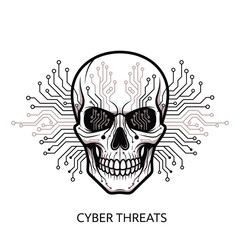 Cyber Threat Skull Circuit Board Red Eyes image