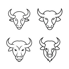 Buffalo head line art bundle  