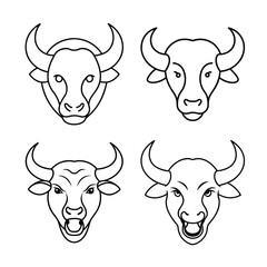 Buffalo head line art bundle  