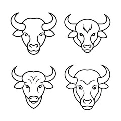 Buffalo head line art bundle  