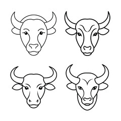 Buffalo head line art bundle  