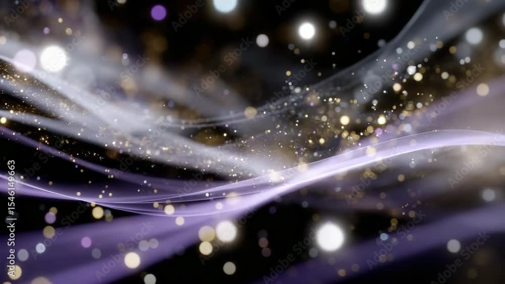 Poster the background of light purple and gold glowing lines, the pattern reminiscent of the starry sky, pa