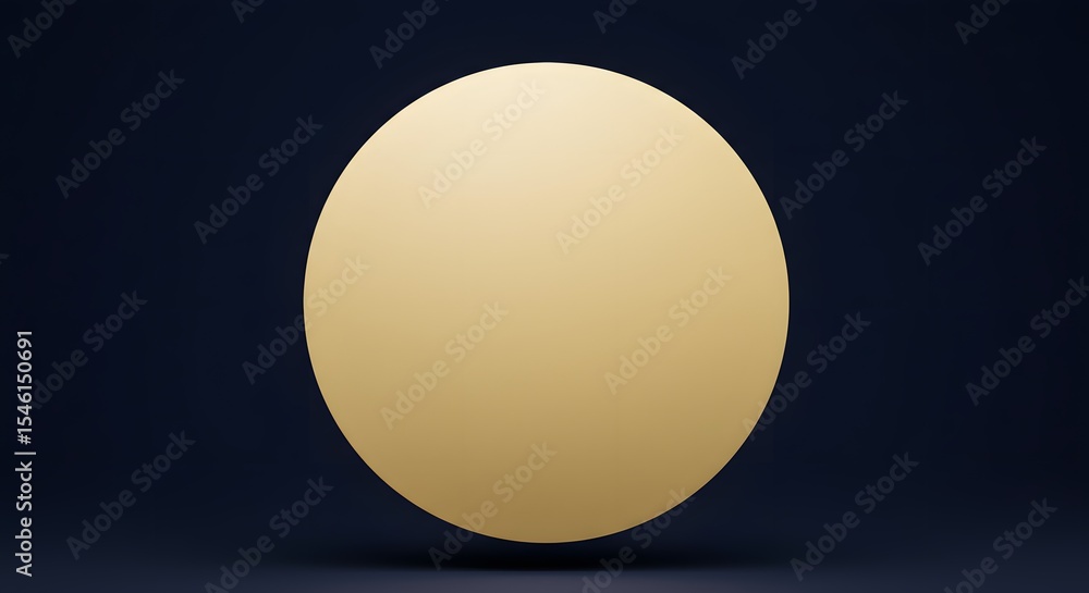 Poster a golden sphere centered on a dark blue background with subtle shadows and smooth gradient lighting