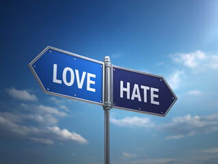 Fototapeta premium Love vs. Hate: Choice Sign