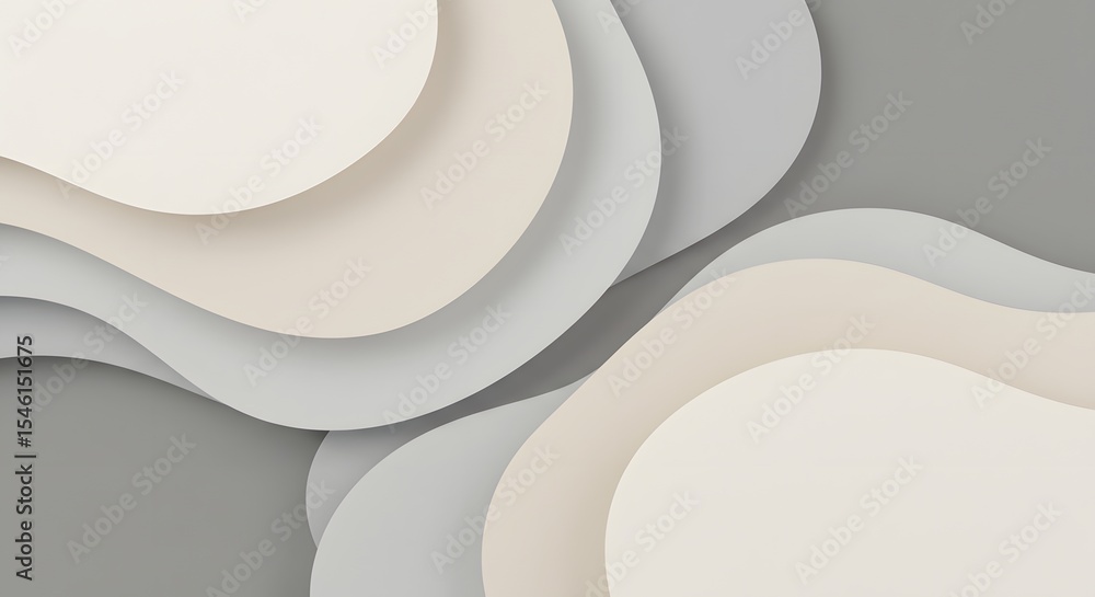 Poster abstract layers of beige and gray paper creating a wavy design for a modern minimalist background