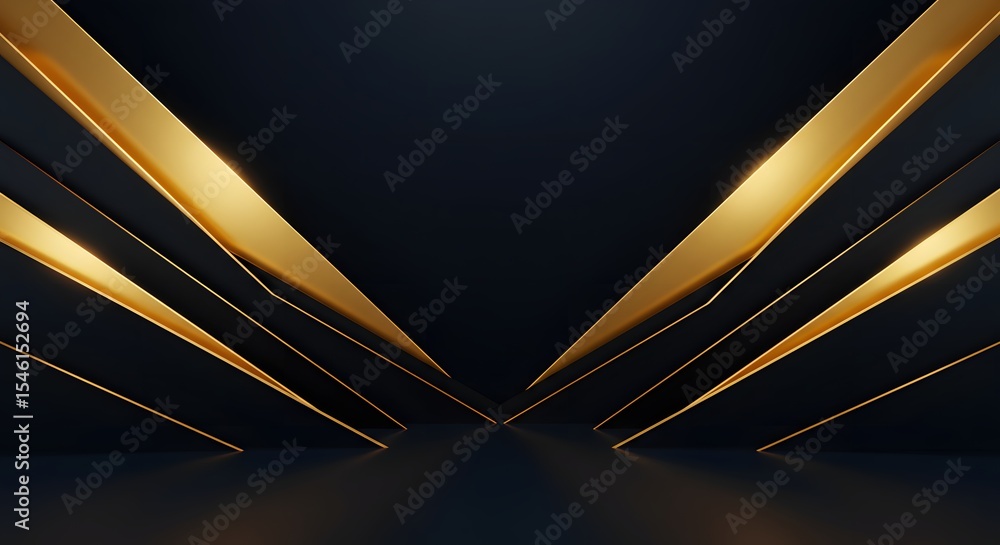 Poster a dark background with golden lines converging towards the center from both sides of the image plane