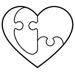 Connected Heart Pieces Outline