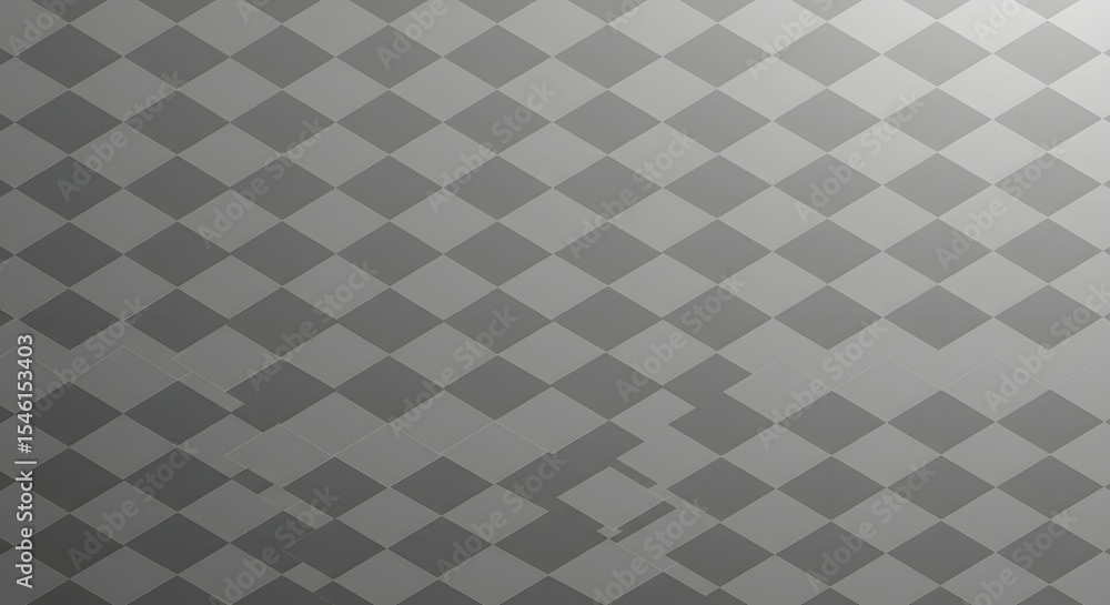 Poster a gray scale image featuring a repeating diamond pattern with slight discoloration in the center