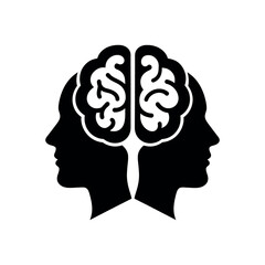 Two Heads with Split Brains Symbolizing Duality