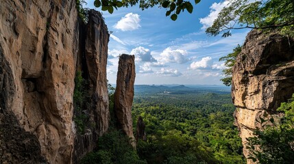 Breathtaking scenic viewpoint of majestic cliffs nature reserve landscape photography lush environment wide angle