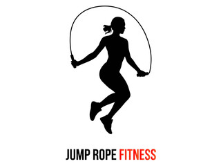 Jump rope fitness workout silhouette of woman exercising for cardio and training © XICO