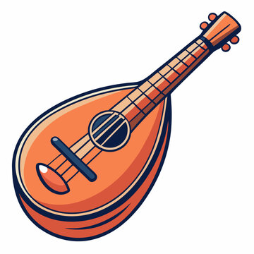 orange mandolin cartoon style isolated clip art preview