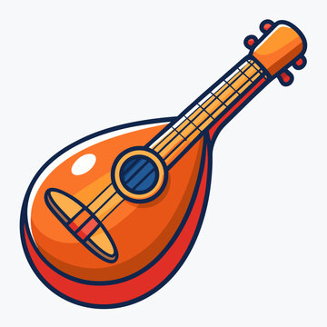 orange mandolin cartoon style isolated clip art preview