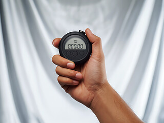 Fototapeta premium Precise Time Measurement Digital Stopwatch in Hand