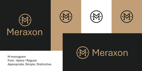Minimal luxury M monogram logo in circular badge for modern branding