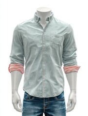 Striped Shirt with Rolled Cuffs on Mannequin