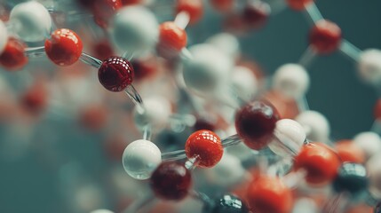 Close-up of molecular structure and bonds.