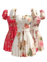 Floral Print Dress with Ribbon Belt