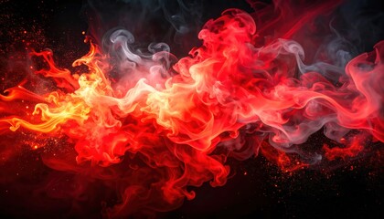 Fototapeta premium Fiery Red and Orange Smoke Wave on Dark Background – Abstract Flame and Vapor Art Design