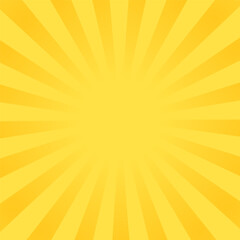 Naklejka premium Yellow banner with Sun rays, lines background, light