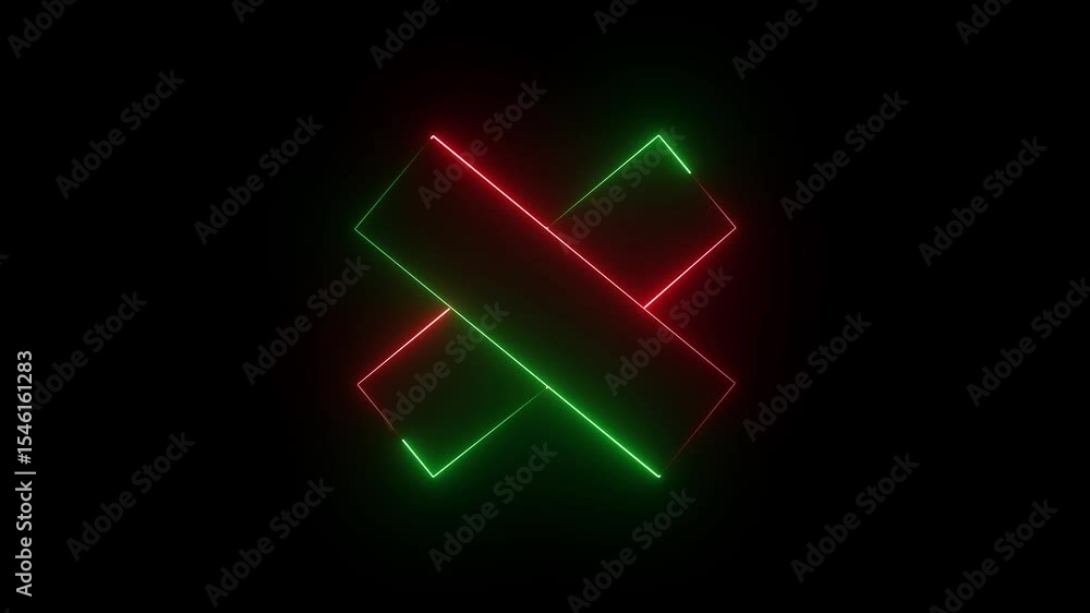 Poster abstract colorful neon light rectangle frame background 4k animation